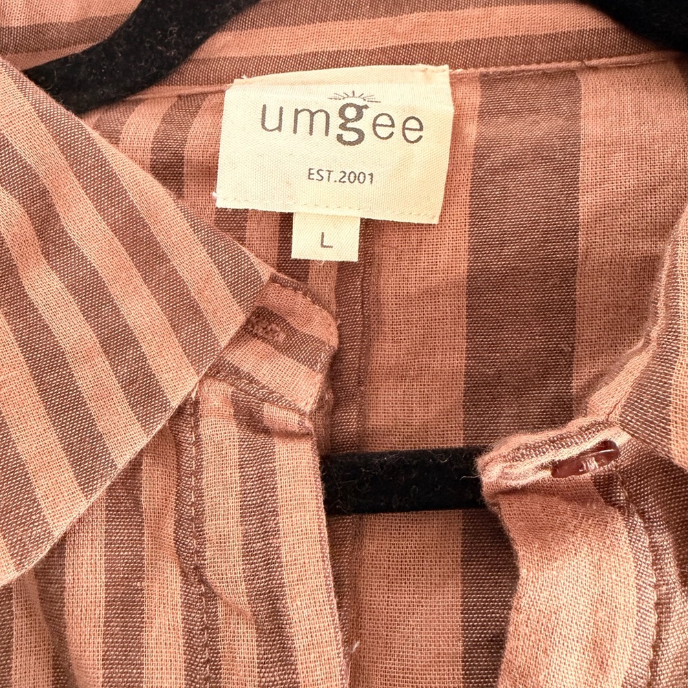 Umgee Brown Striped Blouse
